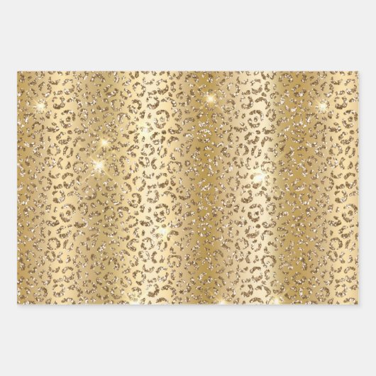  Gold Glam Glitter Leopard Inpakpapier Vel (Voorkant)
