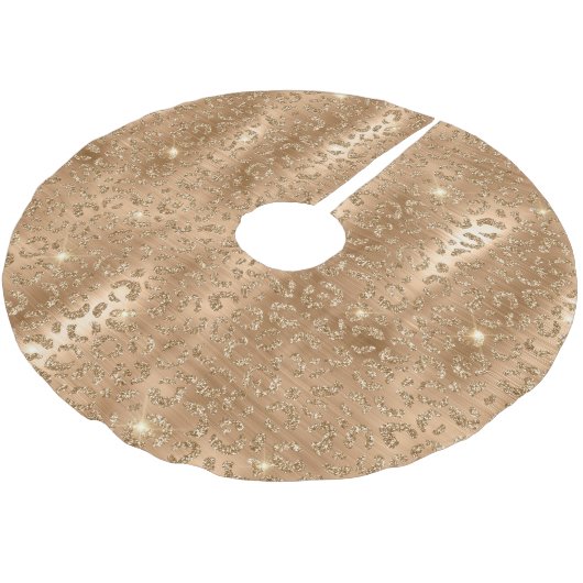 Gold Glam Glitter Leopard Kerstmis Kerstboom Rok (Gekanteld)