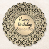 Gold Glam Glitter Leopard Onderzetter (Voorkant)