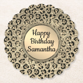 Gold Glam Glitter Leopard Onderzetter