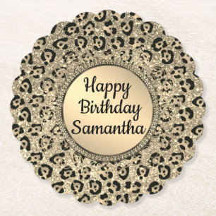 Gold Glam Glitter Leopard Onderzetter
