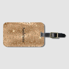 Gold Glam Glitter Leopard Print Bagagelabel