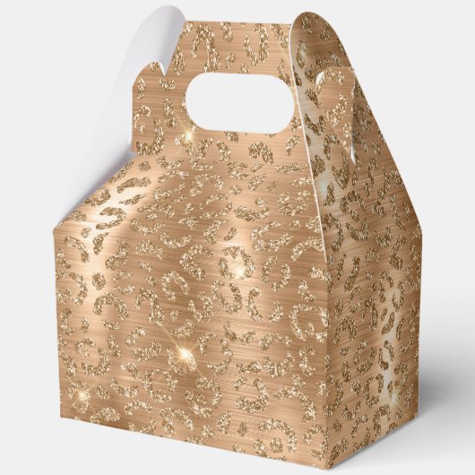 Gold Glam Glitter Leopard Print Bedankdoosjes (Voorkant)