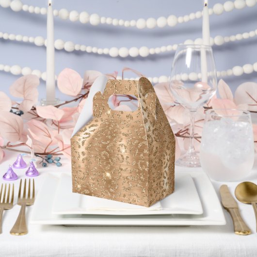 Gold Glam Glitter Leopard Print Bedankdoosjes (Huwelijk)