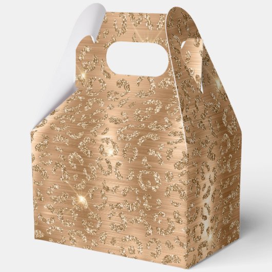 Gold Glam Glitter Leopard Print Bedankdoosjes (Achterkant)