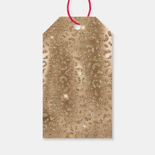 Gold Glam Glitter Leopard Print Cadeaulabel (Achterkant)