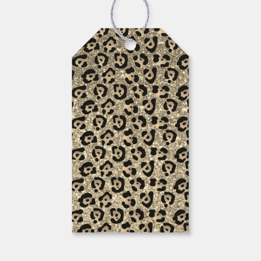 Gold Glam Glitter Leopard Print Cadeaulabel (Achterkant)