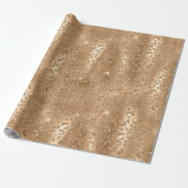 Gold Glam Glitter Leopard Print Cadeaupapier