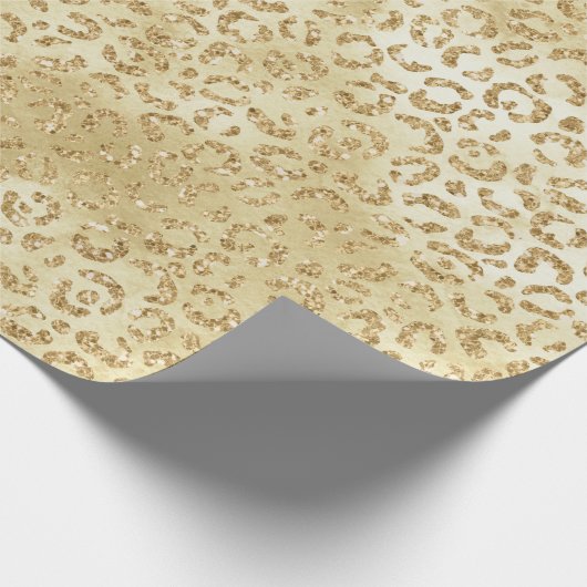 Gold Glam Glitter Leopard Print Cadeaupapier (Hoek)