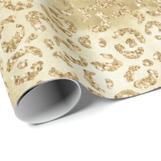 Gold Glam Glitter Leopard Print Cadeaupapier (Rol Hoek)