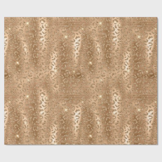 Gold Glam Glitter Leopard Print Cadeaupapier (Vlak)