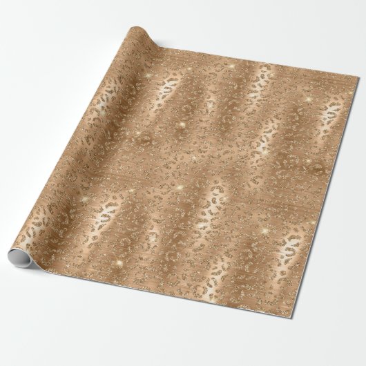 Gold Glam Glitter Leopard Print Cadeaupapier (Uitgerold)