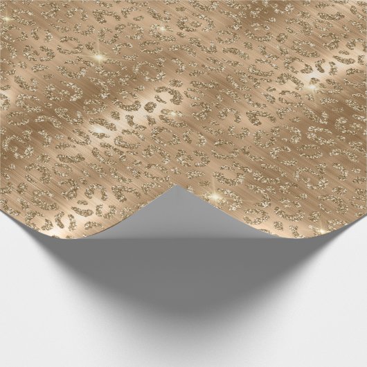 Gold Glam Glitter Leopard Print Cadeaupapier (Hoek)