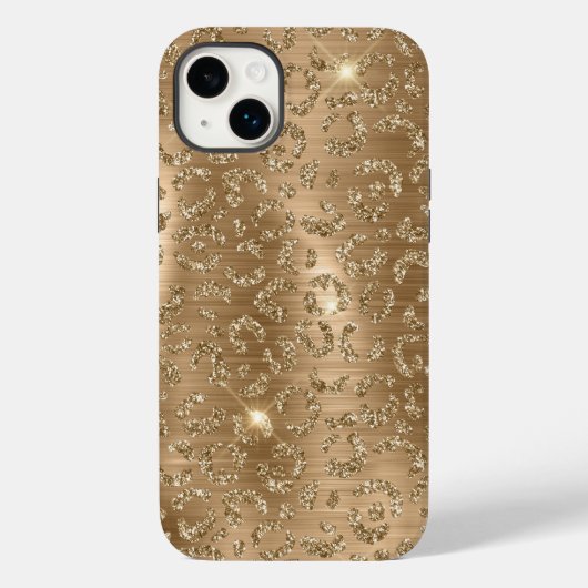Gold Glam Glitter Leopard Print Case-Mate iPhone Case (Achterkant)