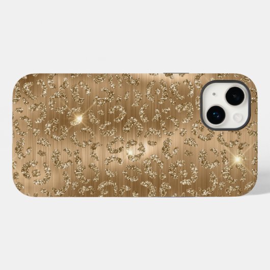 Gold Glam Glitter Leopard Print Case-Mate iPhone Case (Achterkant (horizontaal))