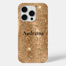Gold Glam Glitter Leopard Print iPhone 15 Pro Case