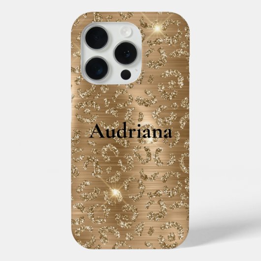 Gold Glam Glitter Leopard Print Case-Mate iPhone Case (Achterkant)