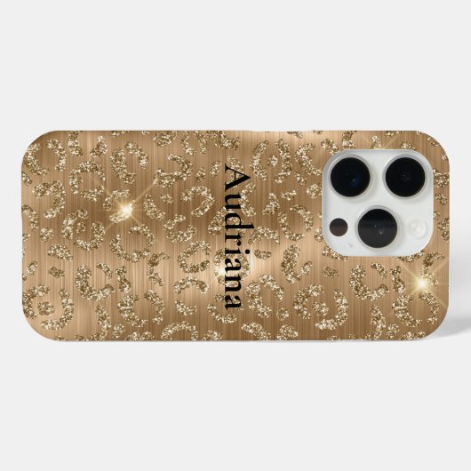 Gold Glam Glitter Leopard Print Case-Mate iPhone Case (Achterkant (horizontaal))