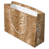 Gold Glam Glitter Leopard Print Groot Cadeauzakje (Achterkant Gekanteld)