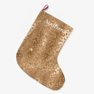 Gold Glam Glitter Leopard Print Grote Kerstsok