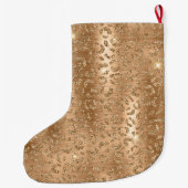 Gold Glam Glitter Leopard Print Grote Kerstsok (Achterkant)