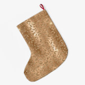 Gold Glam Glitter Leopard Print Grote Kerstsok (Achterkant (Hangend))