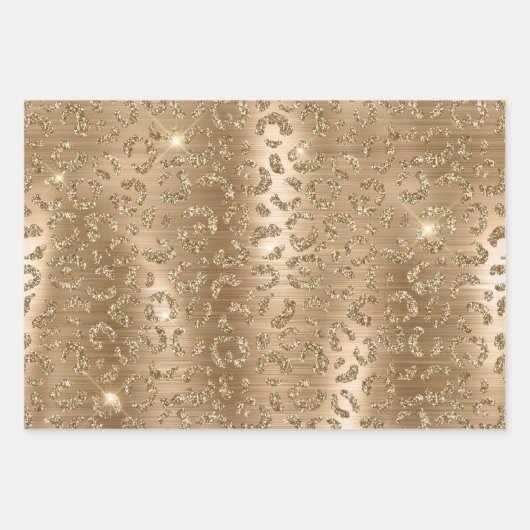 Gold Glam Glitter Leopard Print Inpakpapier Vel (Voorkant)