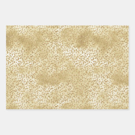 Gold Glam Glitter Leopard Print Inpakpapier Vel