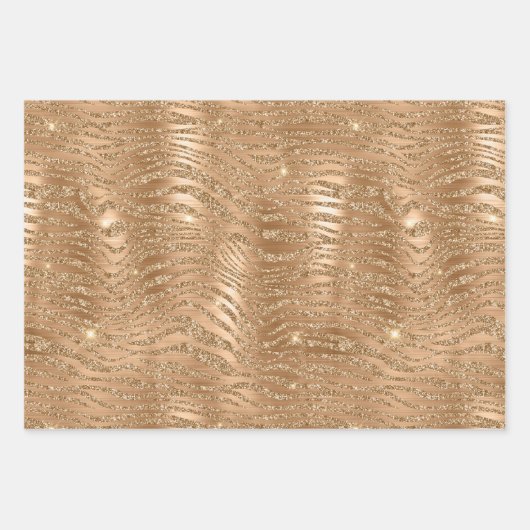 Gold Glam Glitter Leopard Print Inpakpapier Vel (Voorkant 2)