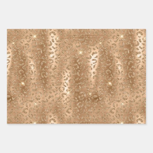 Gold Glam Glitter Leopard Print Inpakpapier Vel (Voorkant)