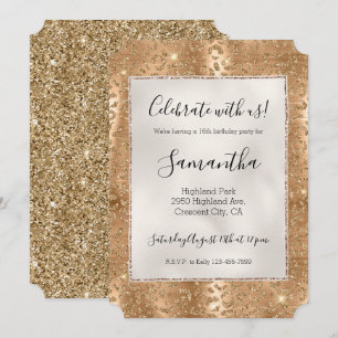 Gold Glam Glitter Leopard Print Kaart