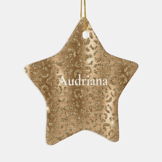 Gold Glam Glitter Leopard Print Keramisch Ornament (Rechts)