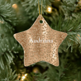 Gold Glam Glitter Leopard Print Keramisch Ornament