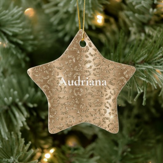 Gold Glam Glitter Leopard Print Keramisch Ornament (Boom)