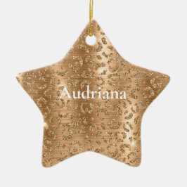 Gold Glam Glitter Leopard Print Keramisch Ornament