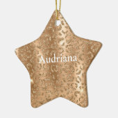 Gold Glam Glitter Leopard Print Keramisch Ornament (Links)