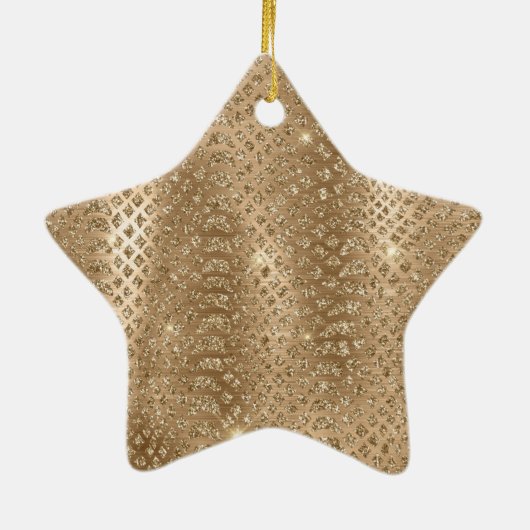 Gold Glam Glitter Leopard Print Keramisch Ornament (Achterkant)