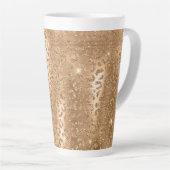 Gold Glam Glitter Leopard Print Latte Mok (Rechterhoek)