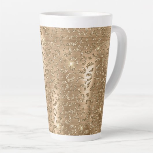 Gold Glam Glitter Leopard Print Latte Mok (Rechterhoek)