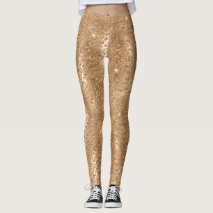 Gold Glam Glitter Leopard Print Leggings