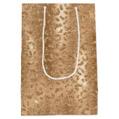 Gold Glam Glitter Leopard Print Medium Cadeauzakje (Achterkant)