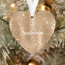 Gold Glam Glitter Leopard Print Ornament