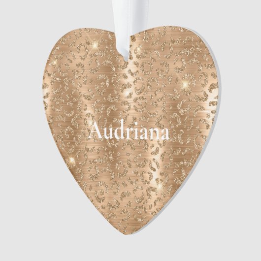 Gold Glam Glitter Leopard Print Ornament (voorkant)