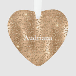 Gold Glam Glitter Leopard Print Ornament