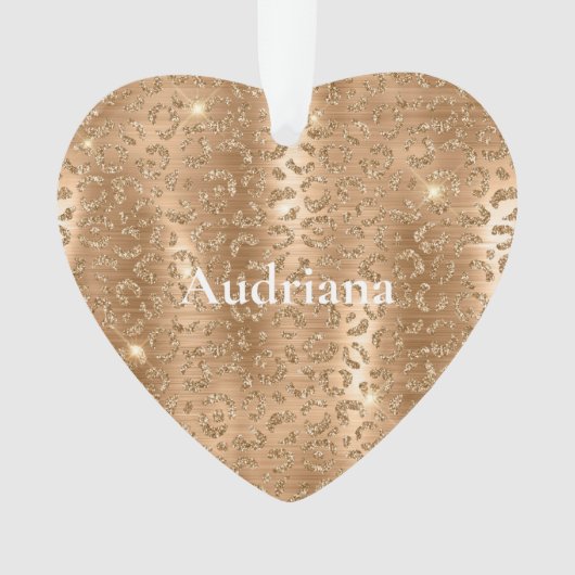 Gold Glam Glitter Leopard Print Ornament (voorkant)