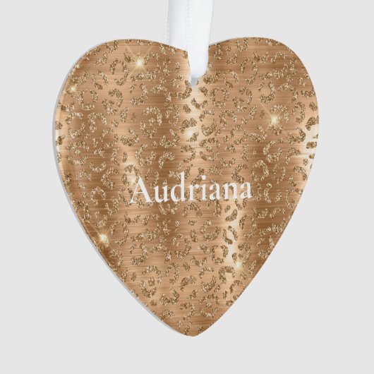Gold Glam Glitter Leopard Print Ornament (voorkant)