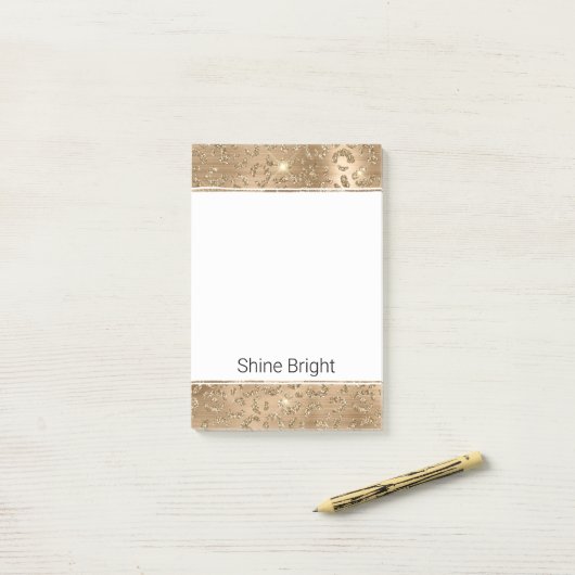 Gold Glam Glitter Leopard Print Post-it® Notes (Op bureau)
