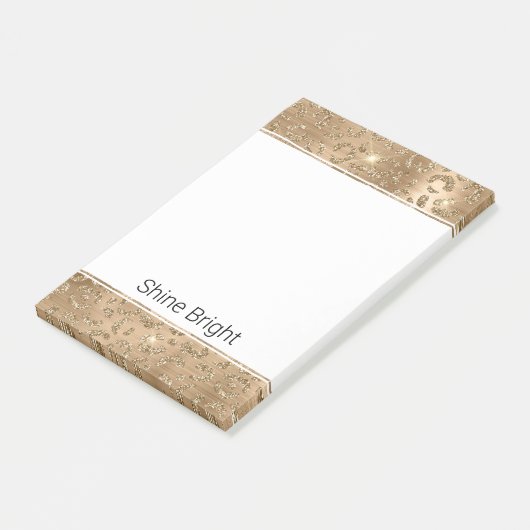 Gold Glam Glitter Leopard Print Post-it® Notes (Schuin)