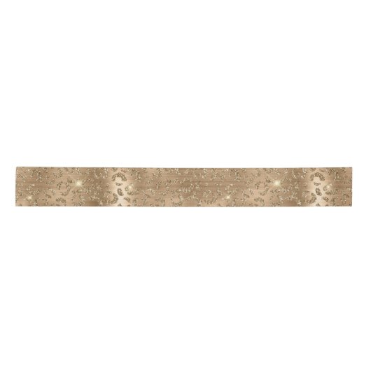 Gold Glam Glitter Leopard Print Satijnen Lint (Voorkant)