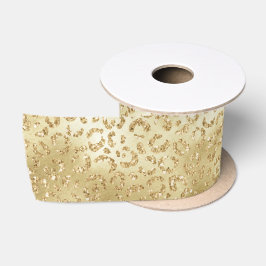 Gold Glam Glitter Leopard Print         Satijnen Lint